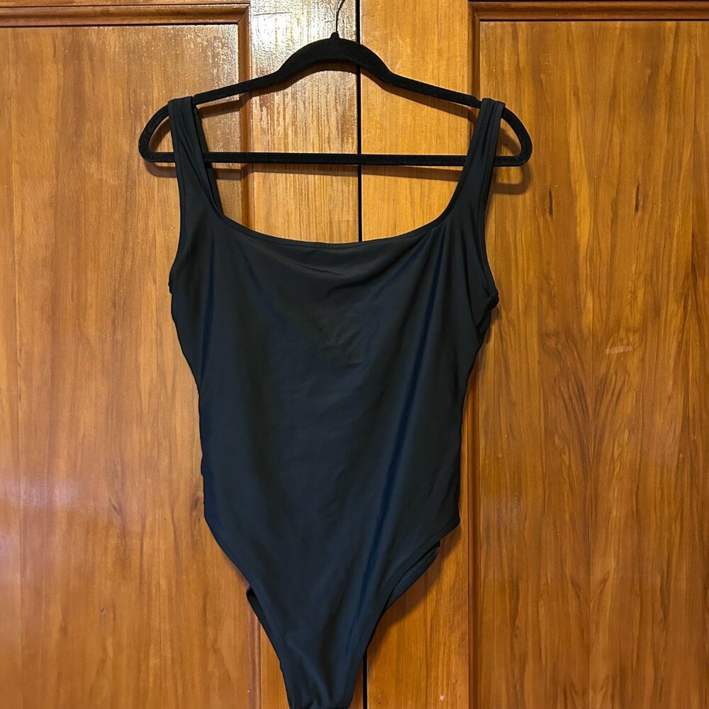 Madewell Second Wave Square Neck One Piece Swimsuit Black Sz M #MD325